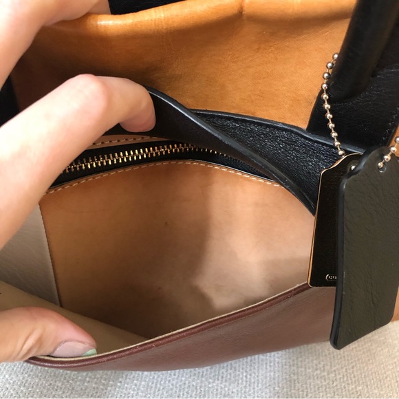 Coach Bleecker Brown Black White Colorblock Riley Carryall Tote Handbag - Picture 9 of 16